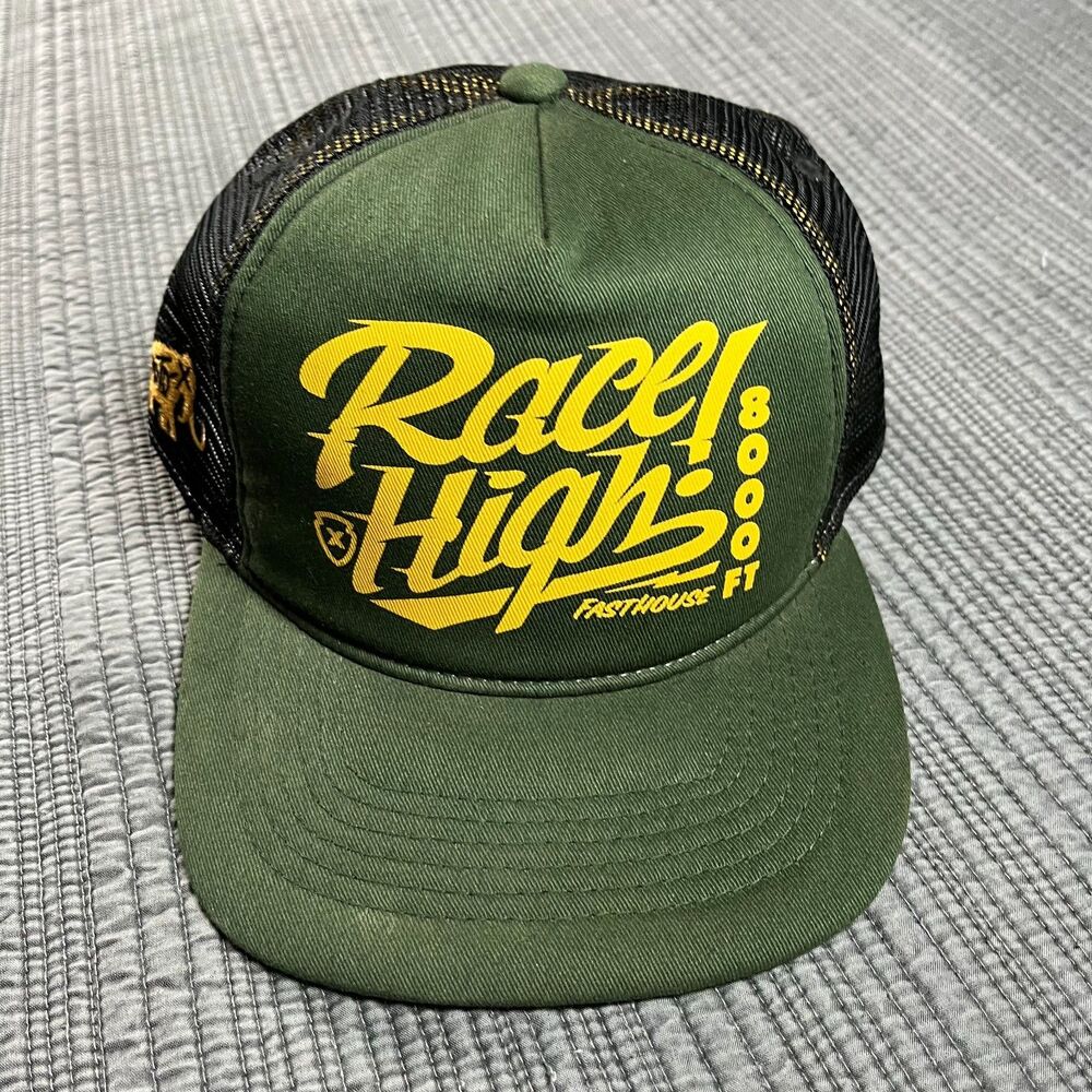 Fasthouse Race High 8000 Snapback Trucker Hat Green/Black Mesh Moto X Cap OS